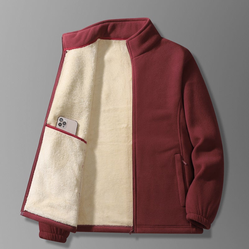Thickened Warm Cold-Proof Fleece Fleece Cardigan Collar Fleece-Lined Plus Size Fleece Casual Jacket - Image 1